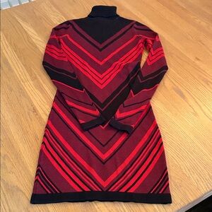 Planet Gold Red and Black Chevron Dress